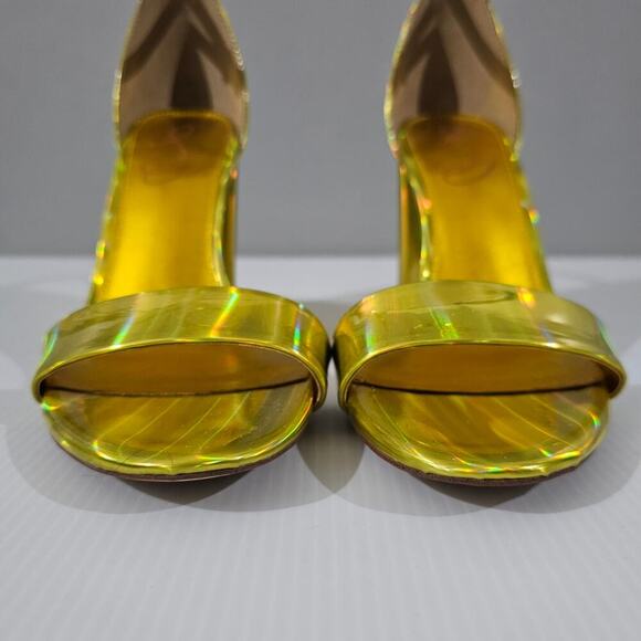 Sam Edelman Yaro Block Heel Sandal Womens 8 Metallic Gold Evening Wedding Party - Picture 6 of 13